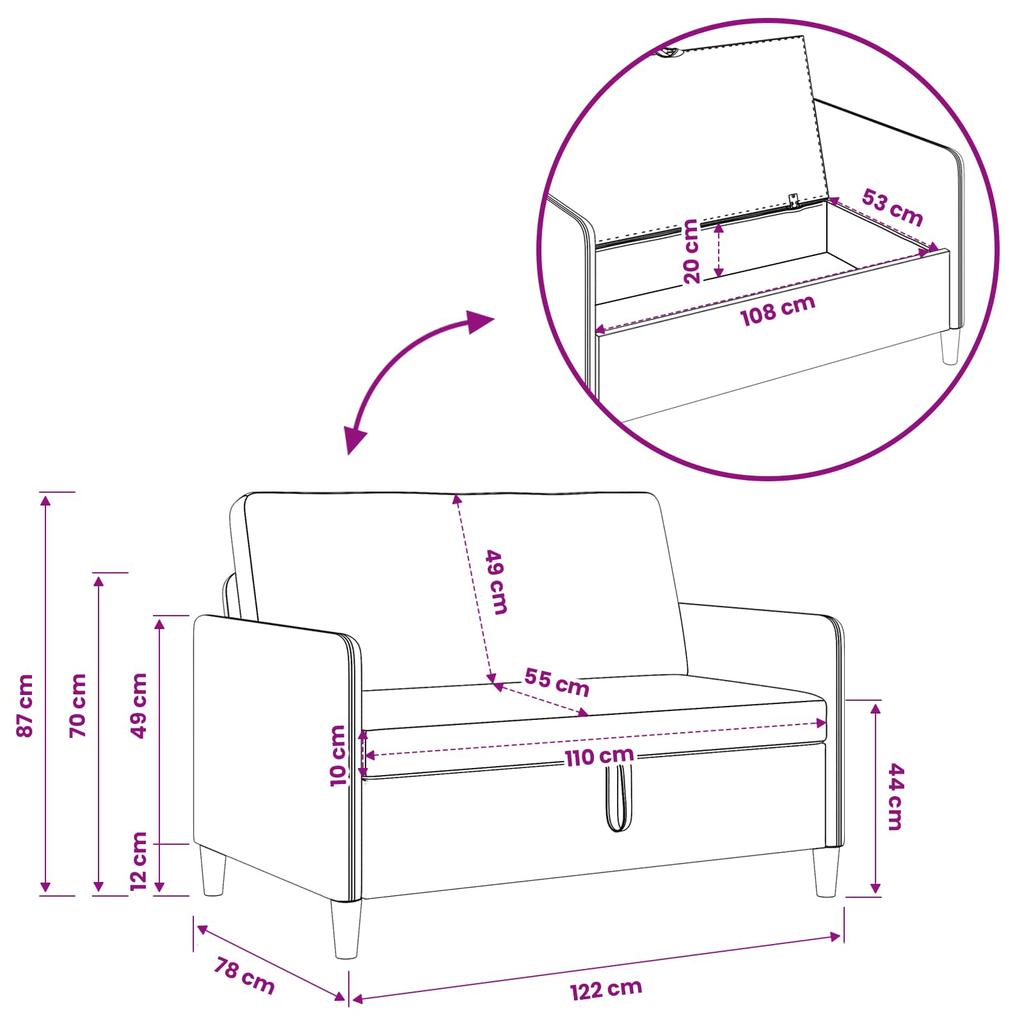 Storage Sofa Set 2 pcs Taupe Polyester