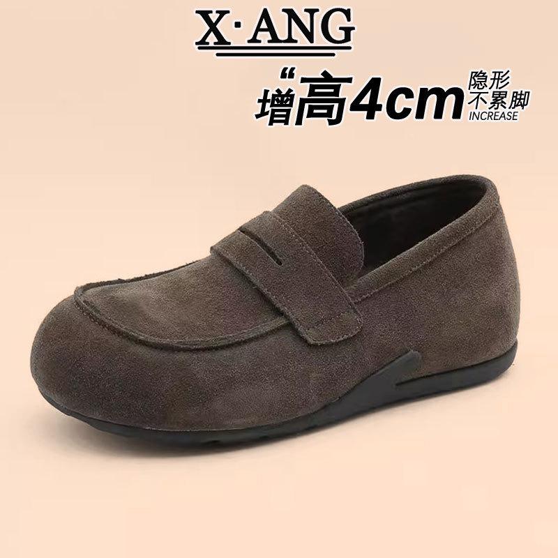 

Cowhide version all-inclusive cm inner height increase women s shoes one-pedal soft-soled casual single shoes Doudou shoes 40