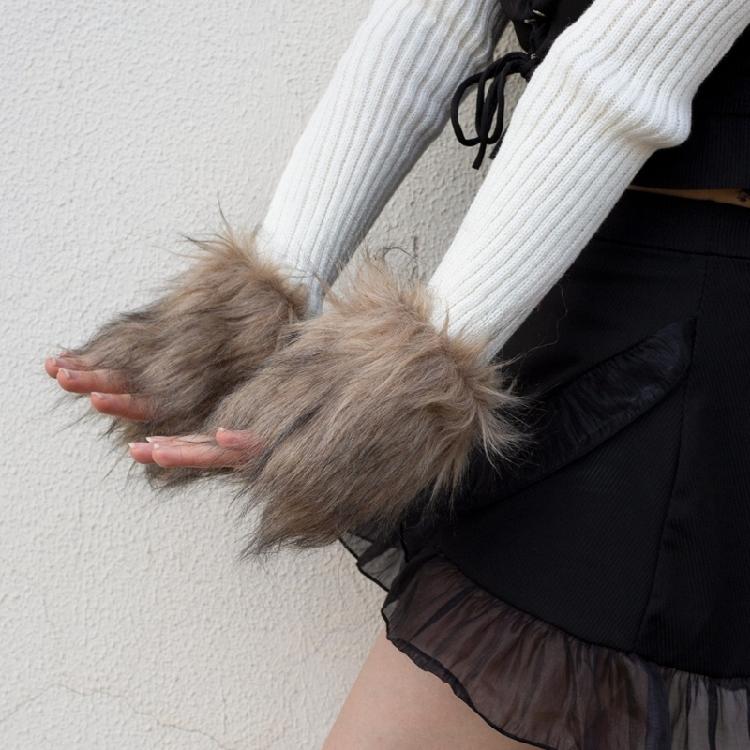 Faux Furs Wrist Cuffs Oversleeve Wrist for Wool Coat Jackets Arm Warmer Sleeve