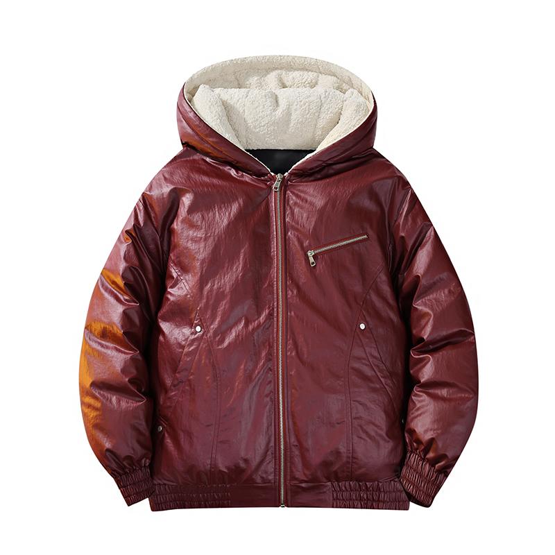 PU-Leder Warme Baumwolljacke Herren Locker und Dick Warme Baumwolljacke Große Größe