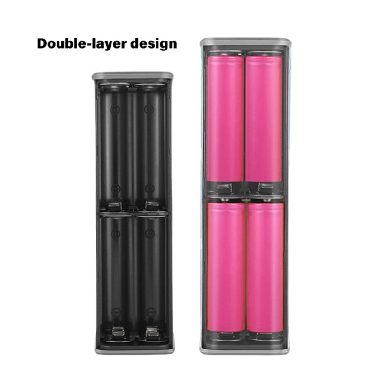 LED Illuminateds 45WPD Fast Charge Battery Case 8x18650 Holder Transparents ABS No Soldering