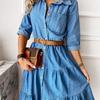 2023 European & American Trendy Women's Imitation Denim Mid-Length Dress