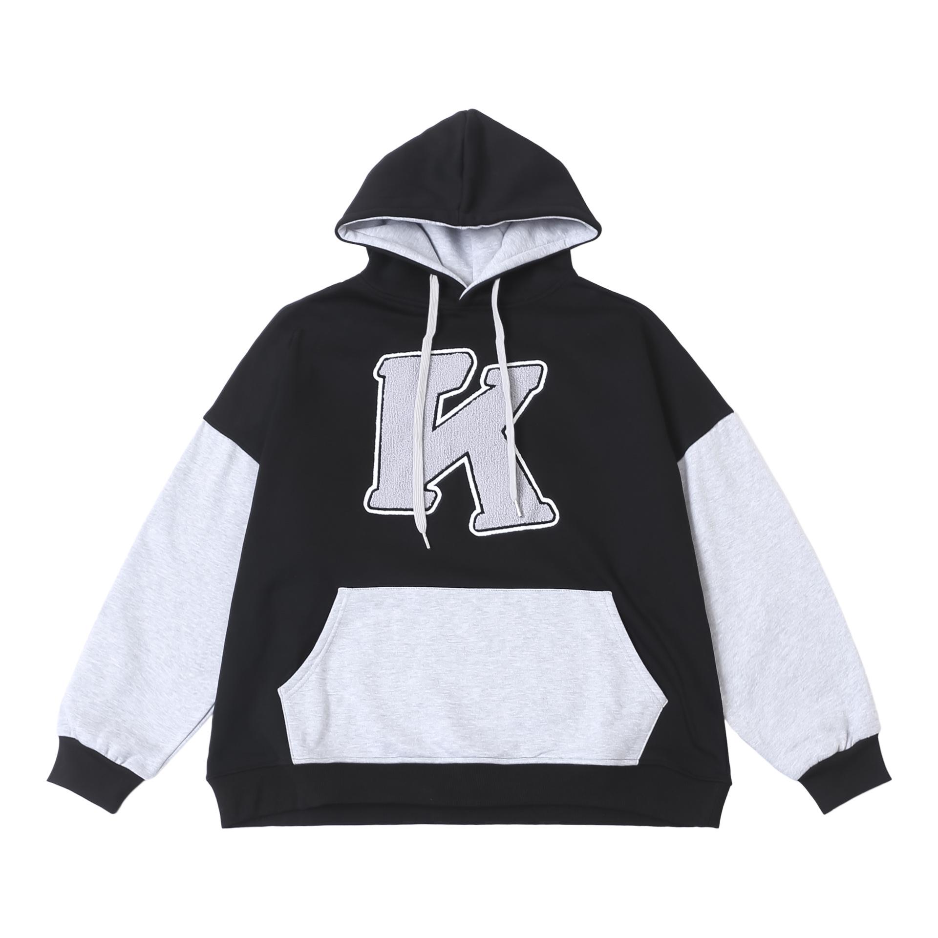 American Oversized Color Block Drop Shoulder Hoodie - US Streetwear Trend Large