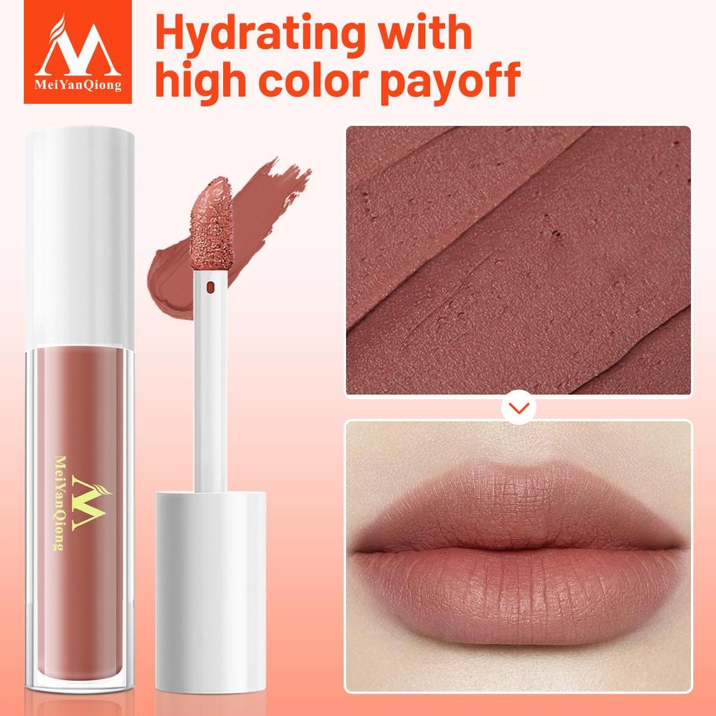MeiYanQiong Lipgloss, matt, Lipgloss, samtiger Lippenstift, flüssig, matt, wasserdicht, Lippentönung, voll und reichhaltig, sexy Lippen-Make-up, Kosmetik