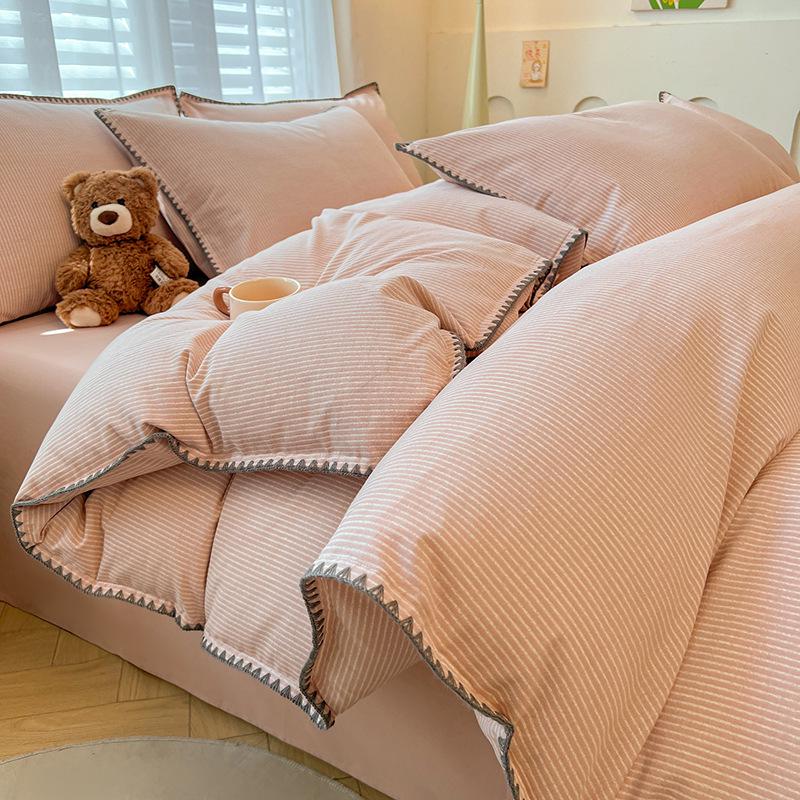 Gebürstetes Verdicktes Baumwoll-Bettwäsche-Set - Herbst & Winter Bettbezug, Laken für Wohnheime