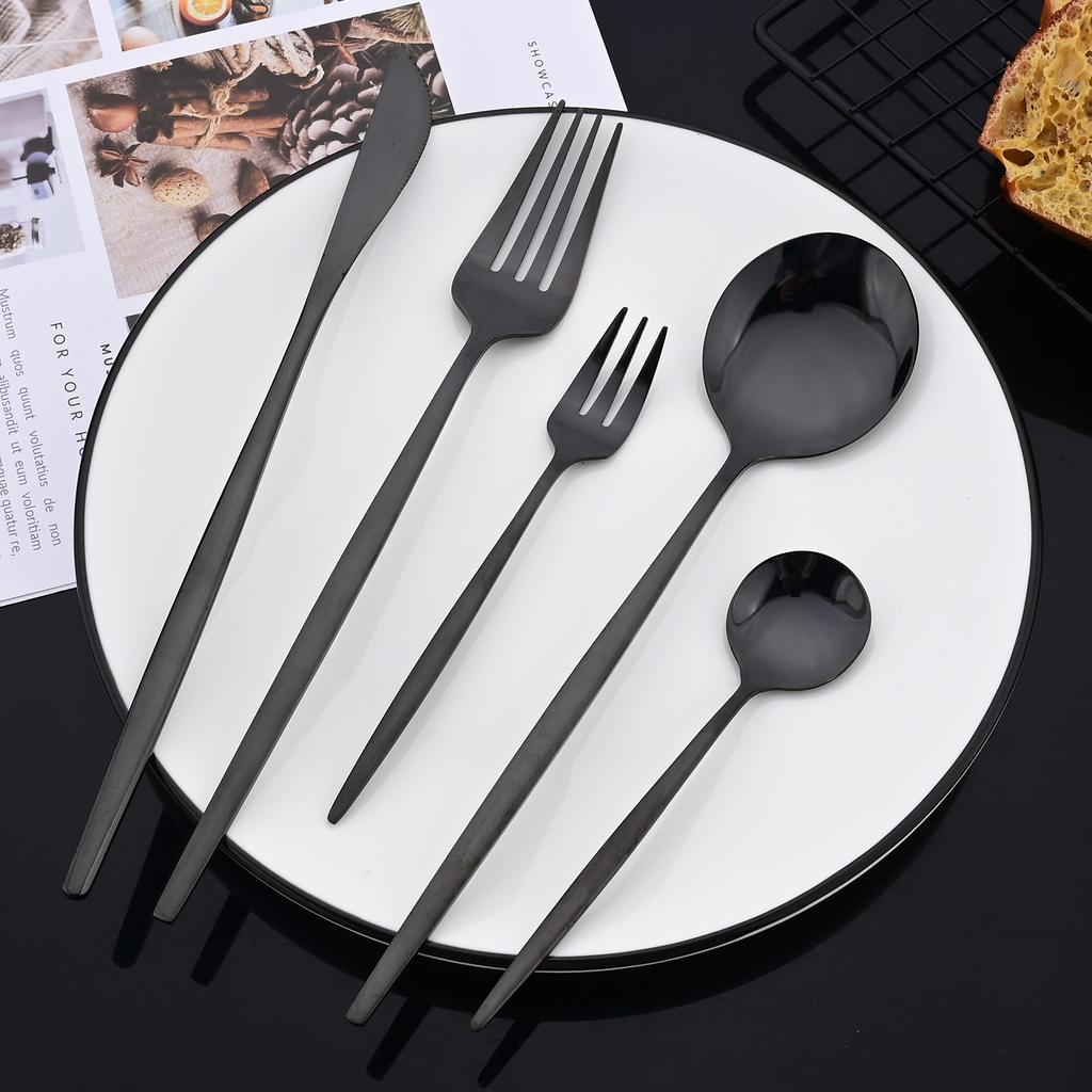20Pcs/Set Silver Cutlery Set Stainless Steel Tableware Knife Cake Fork Spoon Dinnerware Set Kitchen Flatware Silverware