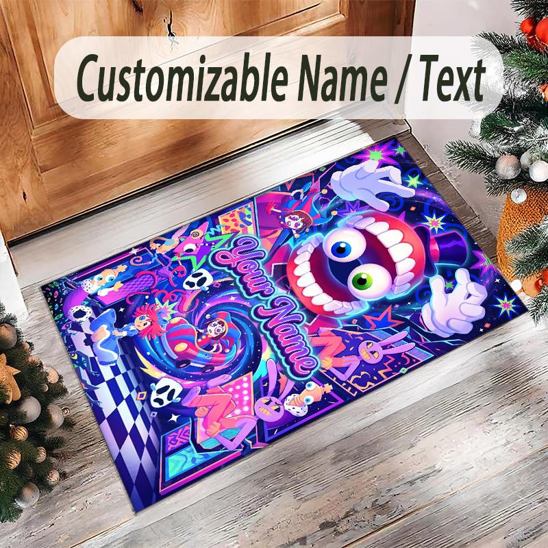 Personalized Crystal Velvet Carpet Custom Name Text,The Amazing Digital Circus Anti Slip Area Rug For Home Decoration