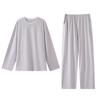 Men's Long Sleeve Loose Pajama Set - Round Neck, Long Pants, Plus Size for Spring & Autumn.