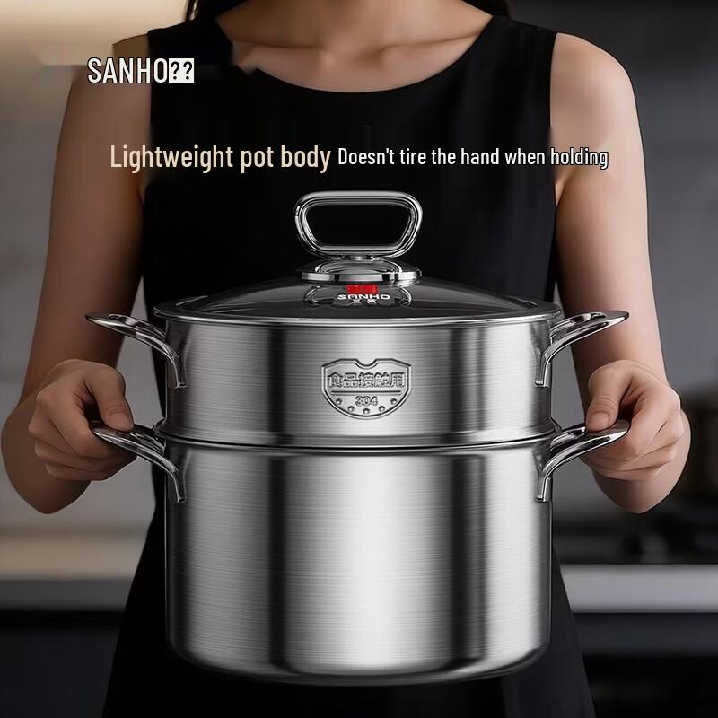 Sanhe 24cm Pure Titanium 0-Coating Soup Steamer Pot
