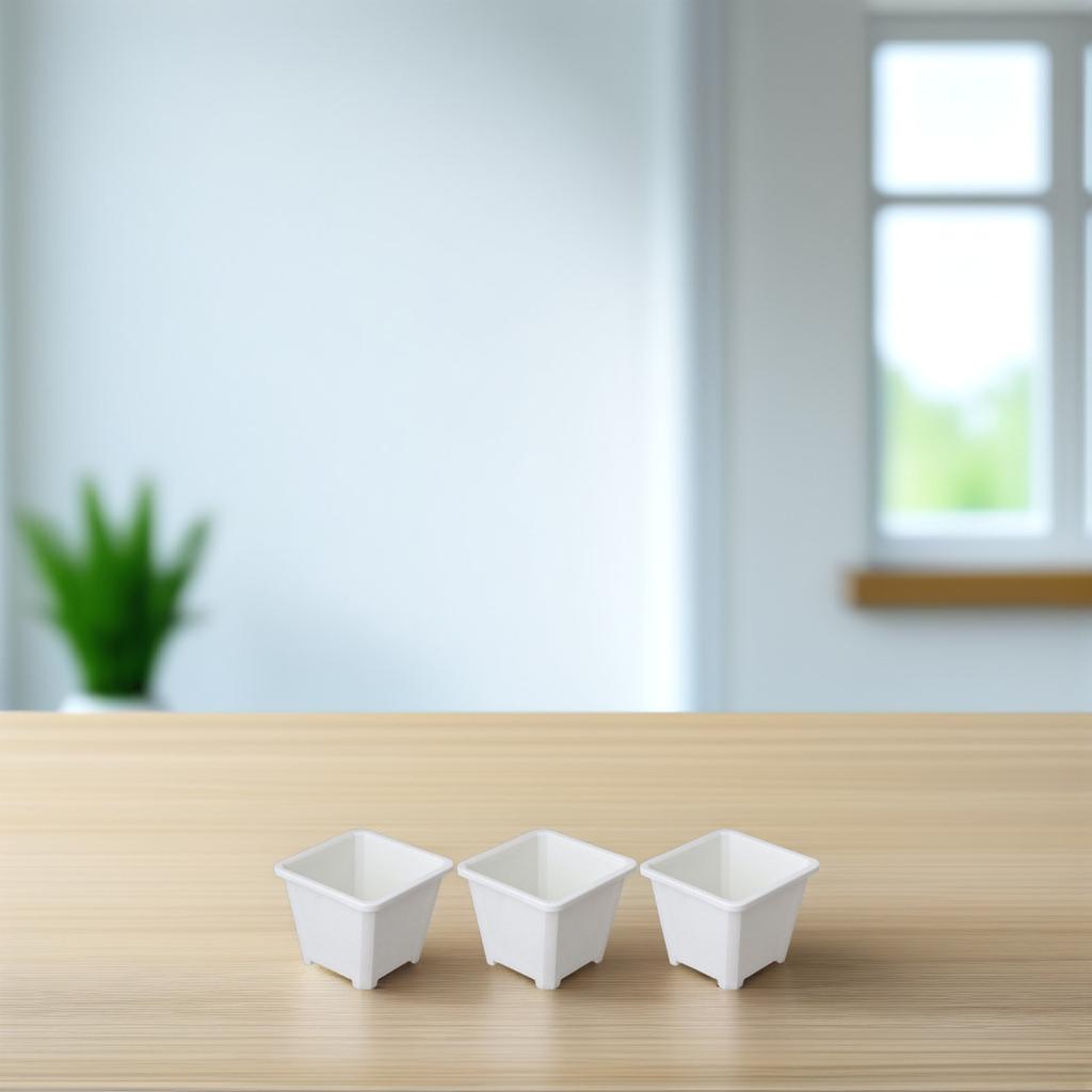 6Pcs Thickened Square Plastic Flower Pots for Succulents Indoor Plants Home Office Balcony Decor Gardening Planters Nursery