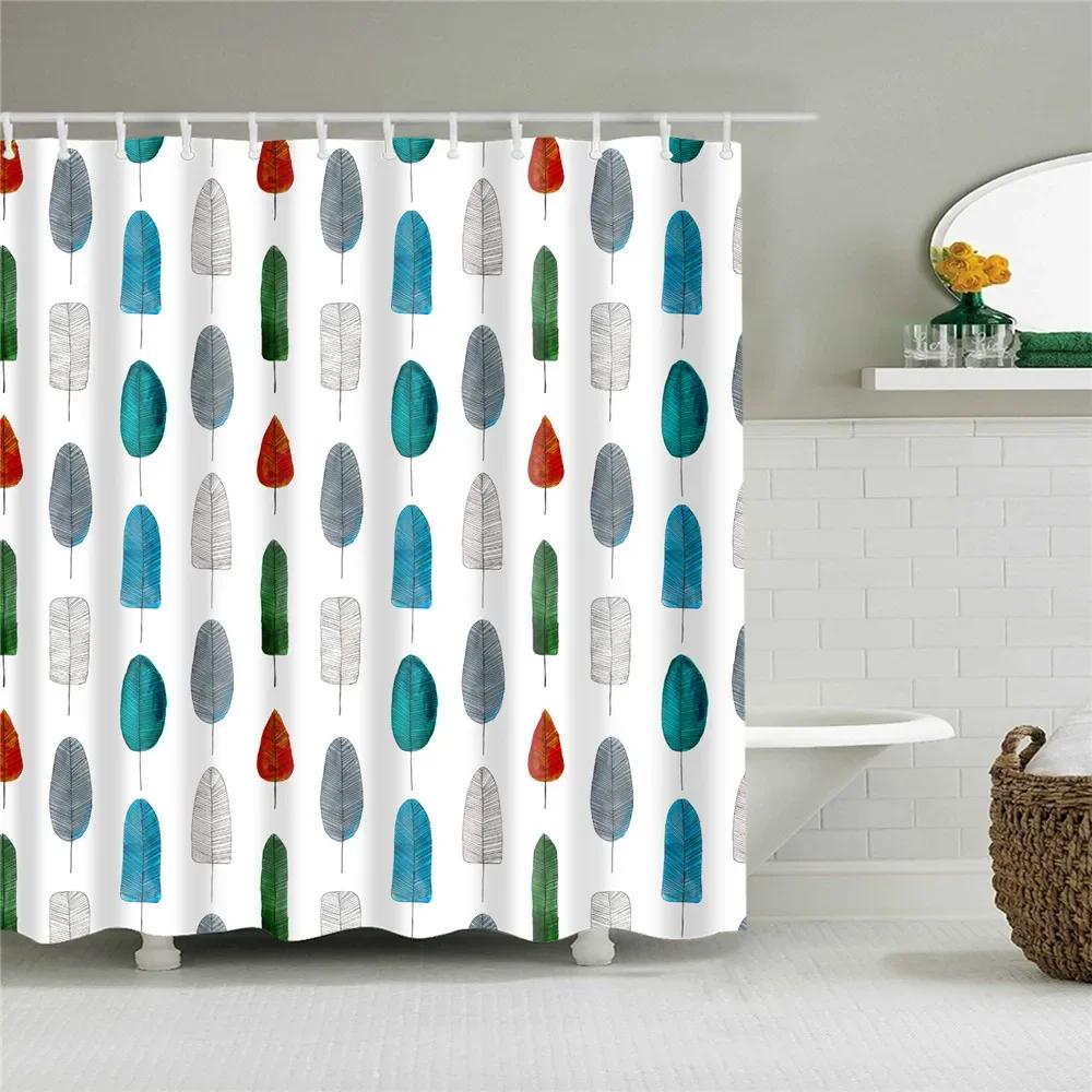 Abstract Geometric Stripes Printing Shower Curtains Home Hotel Bathroom Decoration Bath Curtains Waterproof Bathroom Curtains