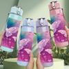 1PC Pink Purple Misty Butterfly Art Print 750ml Color Plastic Sports Water Bottle Leakproof Flip Straw Lid Suitable for Sports Office Home Use