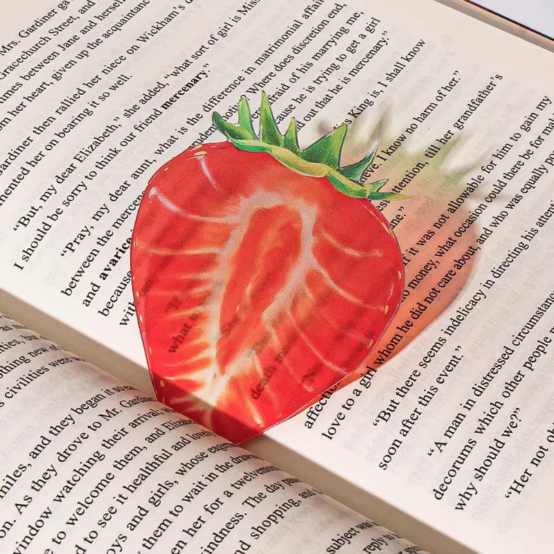 Acrylic Grape Tomato Apple Bookmark – Cute, Transparent, High-End Student Gift and Reading Marker