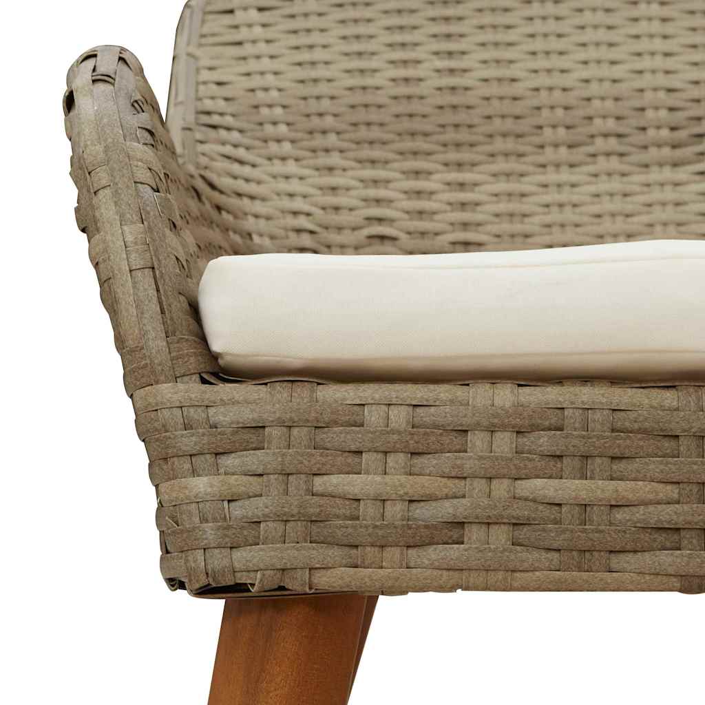 Garden Dining Set with Cushions 3 Pcs Beige Poly Rattan