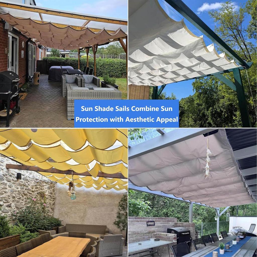 Shade Sail Retractable Lawn UV Block Cover Adjustable Awning Canopy For Gardeners Homeowners Landscapers Renter Pool Side