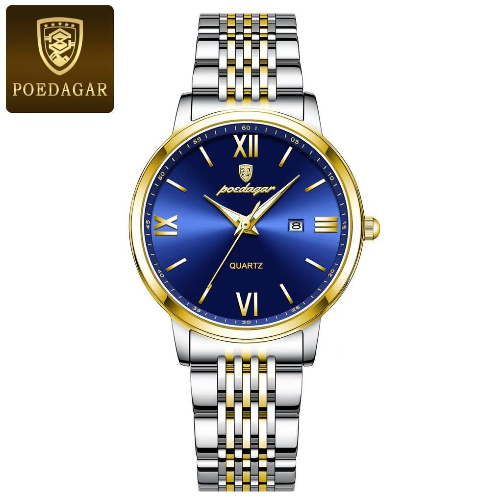 POEDAGAR Top Original Woman Wristwatch Waterproof Luminous Date Ladies Watch High Quality Stainless Steel Quartz Watches