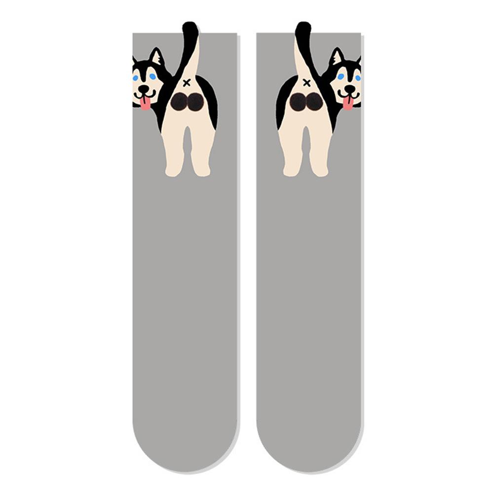 1/2Pair Cartoon Cute Dog/Cat Balls Cotton Socks Lolita Knitting Socks Women Girls Middle Tube Sleep Sock Pet Print Floor Sock