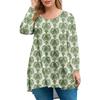 Women's Plus Size Top, Garden Collar Long Sleeved Shirt, Fashionable Floral Print Casual Top