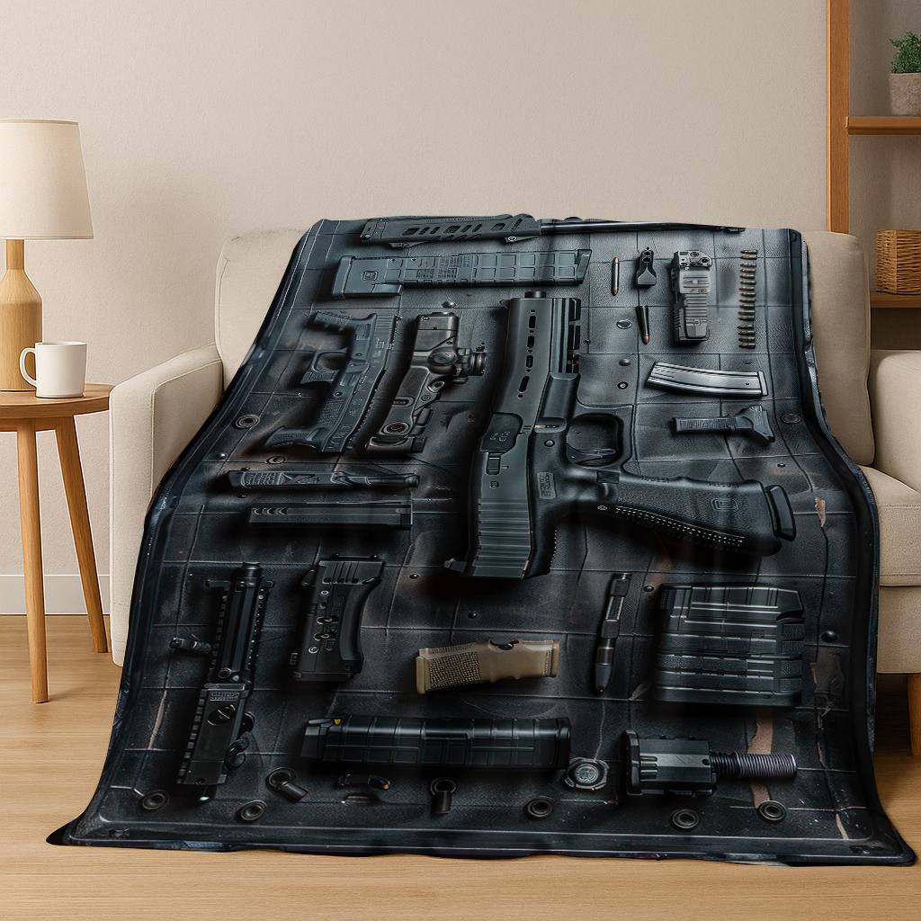 Wood Metal Gun Case Box Military Equipment Flannel Blanket,Cozy Soft Throw Blanket for Home Bedroom Bed Sofa Picnic Cover Gift