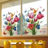 Simple atmosphere multi-color tulip glass stickers on balcony window decoration glue-free electrostatic stickers