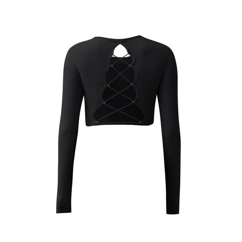 

Йога Вырез на спине Длинный рукав Носимая одежда для тренировок Black M