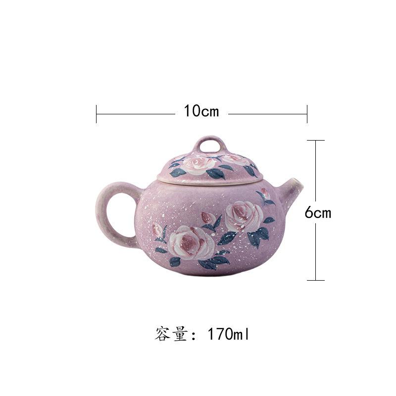 

170ml Hand-painted Monet Rose Teapot Elegant Tea Infuser Pot Tea Maker Kettle With Filter Chinese Tea For Tea Ornaments Craft