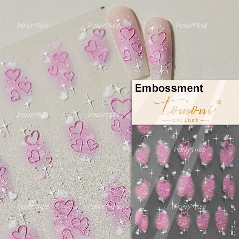 Lovely Strawberry Cherry Bowknot Lace Crystal Rhinestone Line Rococo Chic Adhesive Nail Art Sticker Manicure Decals