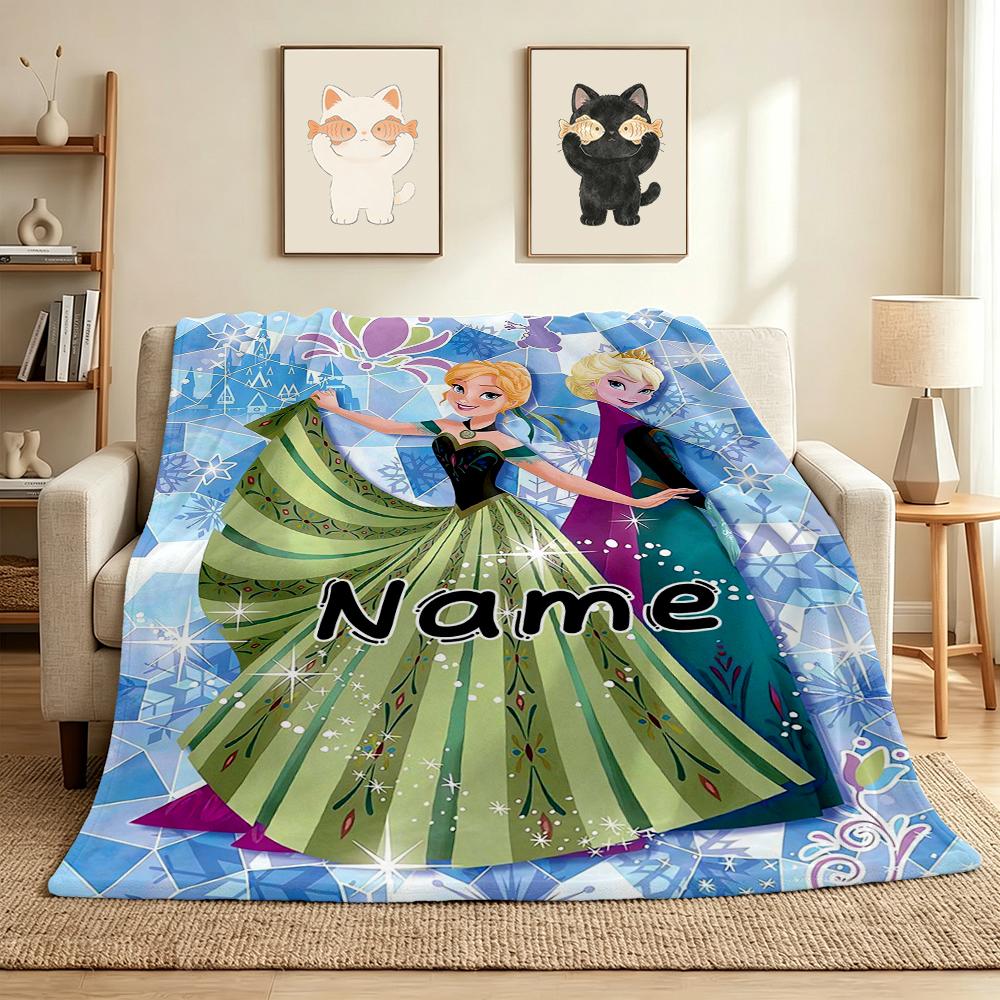 Custom Name Frozen Friendship Flannel Blanket Throw Blanket Soft Warm Sofa Bed home Decor Unique Gift