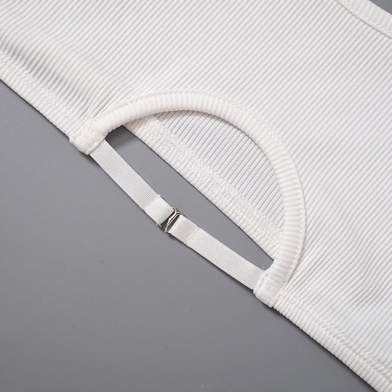 Letnie nowe, wycięte w kształcie litery U, super krótkie topy damskie, modne, bez rękawów, dopasowane, seksowne, damskie, swobodne, sportowe, do jogi, kamizelka, 25555