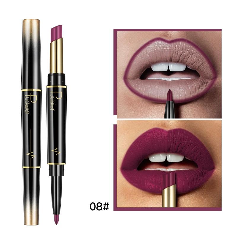 Double-Ended Lip Liner Lipstick Pencil Lip Combo- Moisturizing Semi-Matte Formula for Precise Lip Liner Definition and Color Filling