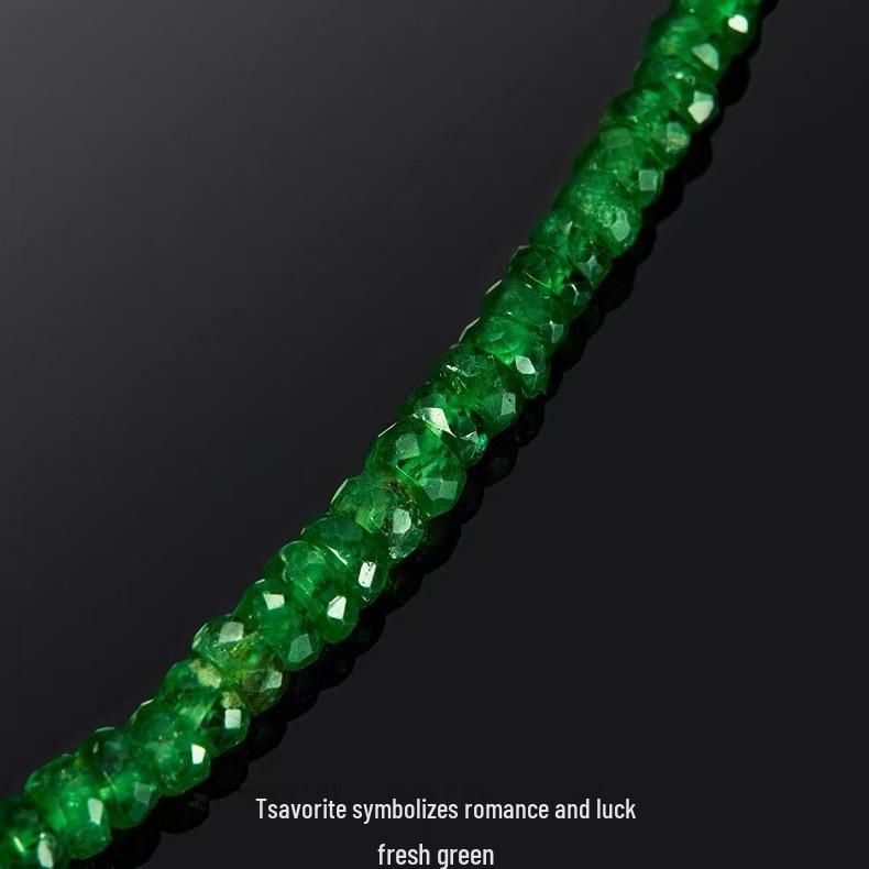 Natural High-Quality Tsavorite Beaded Necklace with Gemstone Spacer Beads for DIY Jewelry and Bracelets