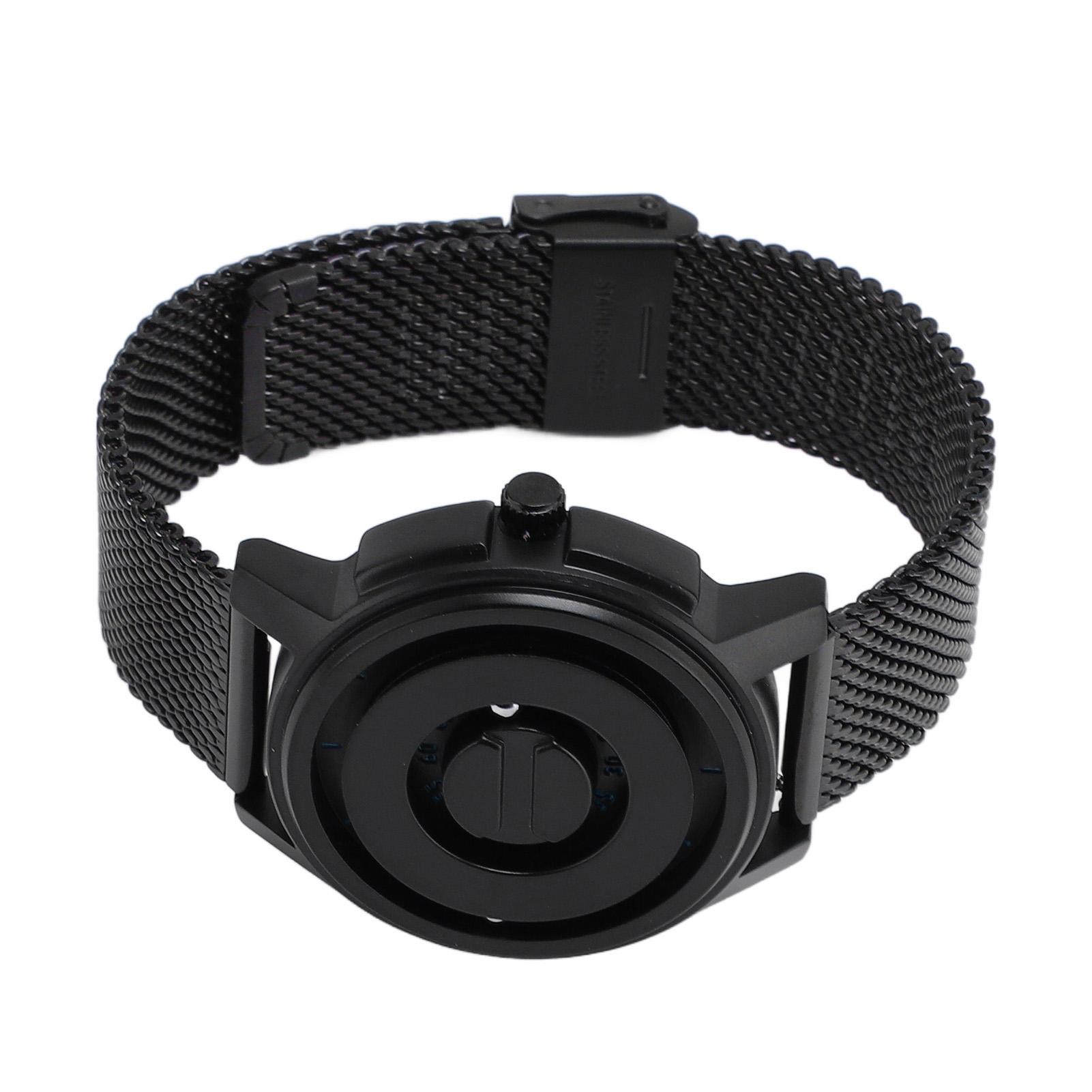 

Часы с плавающими магнитными бусинами, ремешок из нержавеющей стали, водонепроницаемость 30 метров, уникальный дизайн стрелок, унисекс, кварцевые, черные