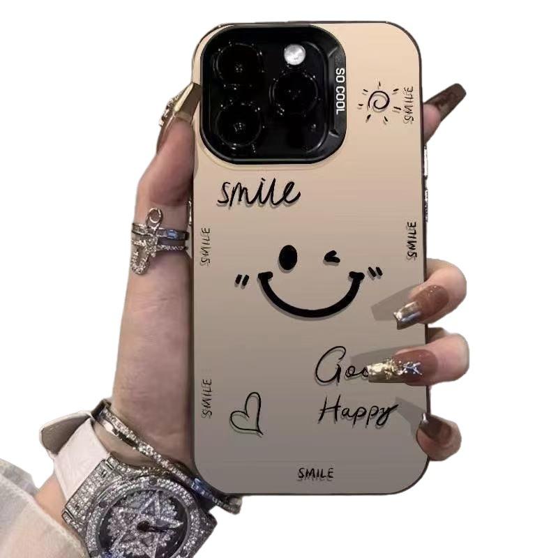 Simple smiley face is suitable for Apple 17Promax mobile phone case personalized case iPhone16/15ins wind 14 laser 13