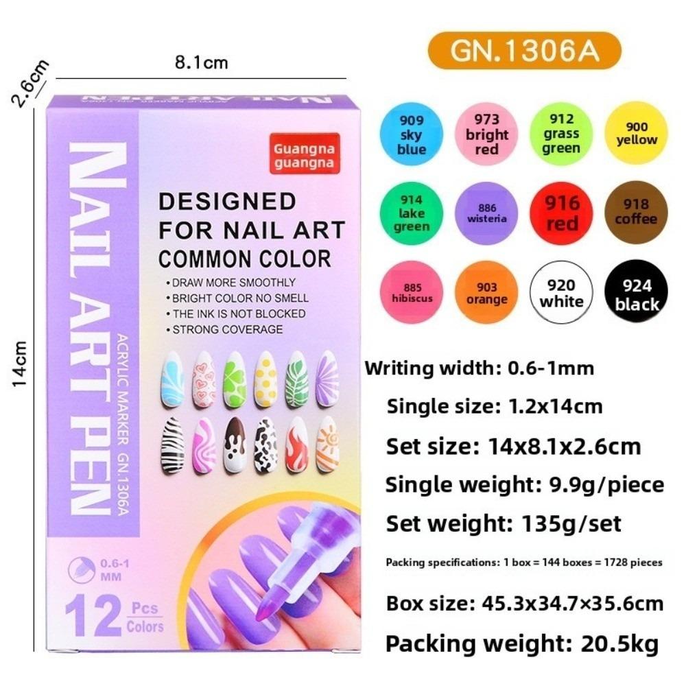 7/12 Colors Nail Art Graffiti Pen Waterproof Nail Art Pens Set New Nail Art Marker