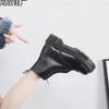 Martin boots European and American two wear thick bottom hole locomotive boots front zipper, women's short boots are loose