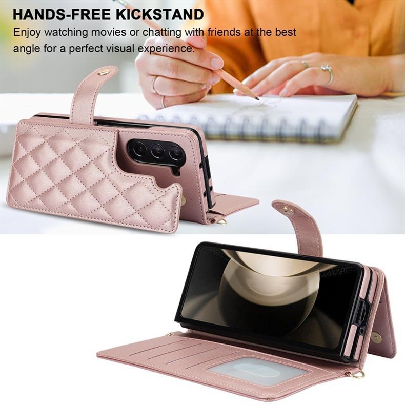 Applicable to Samsung Z Fold 7Foldable multifunctional phone case Z Fold6/5Card slot protective case with pen holder
