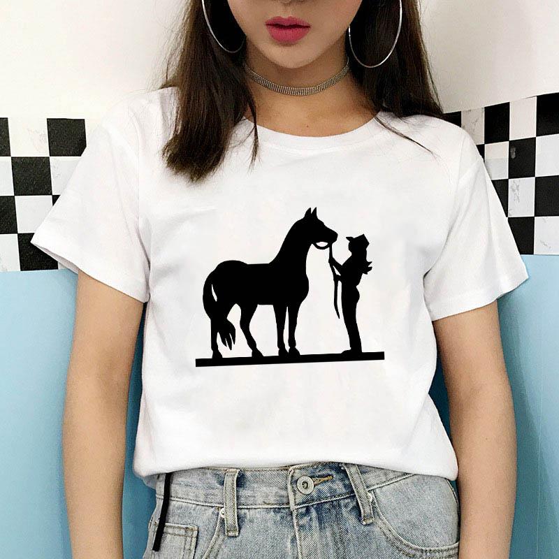 Women T-Shirt Horse Graphic Print T Shirt Women Summer Short Sleeve O Neck Aesthetic Tshirt Ladies Tee Tops Drop Shipping