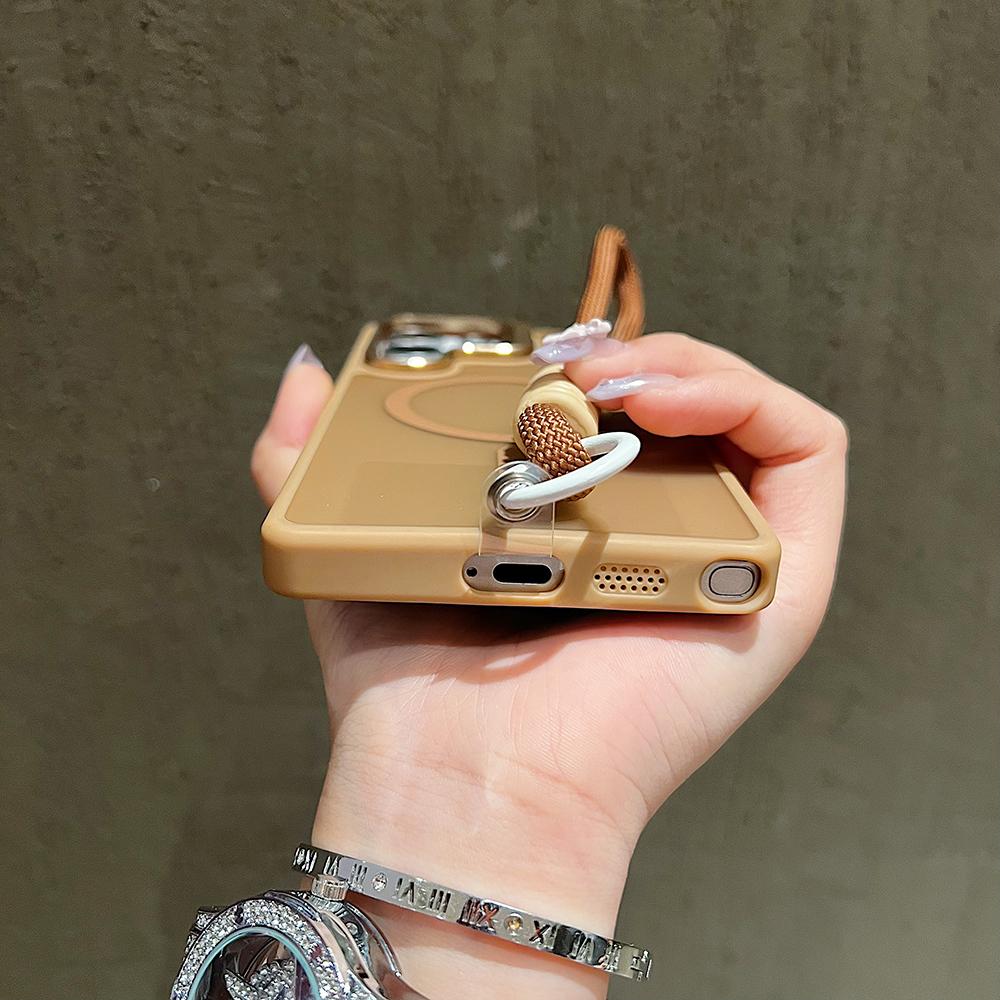 Custodia per Telefono Caricatore Magsafe Per Samsung S26 Ultra S25 Plus S24 FE S23 A56 A36 Cinturino da Polso Supporto Metallico per Fotocamera Copertura Protettiva