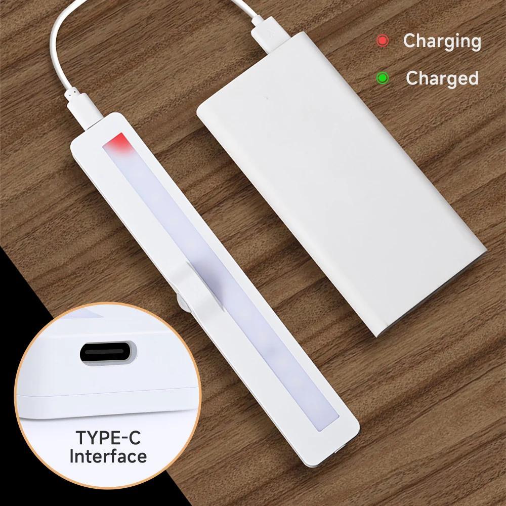 LED Side Induction Night Lights Motion Sensor TYPE-C Rechargeable Night Lamp For Kitchen Bedroom Under Bed Cabinet Closet Light