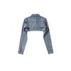 Womens Short Cropped Denim Jacket With Shawl Collar Retro Biker Style High Waist Sexy Fit
