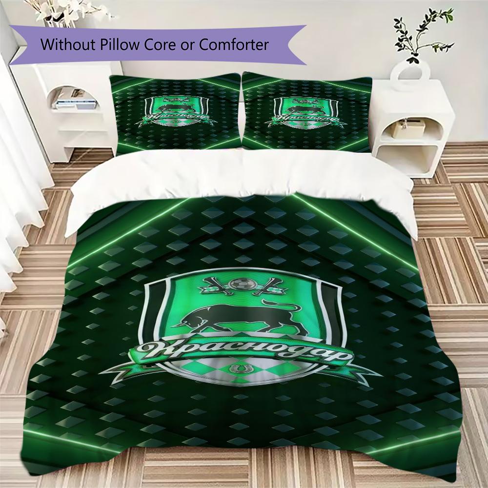 Fc Krasnodar Pattern Bedding uilt Set uilt Cover Pillowcase Home Decoration Birthday Gift (1*duvet cover + 2*pillowcase without core)