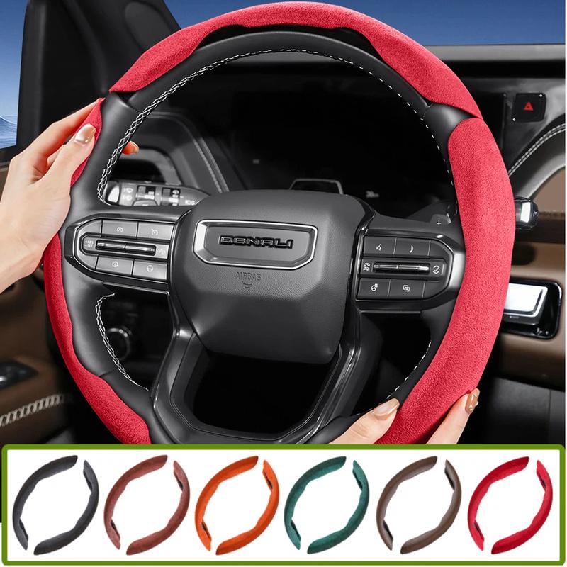 Suitable for Gmc Sports Suede Steering Wheel Cover, Split Snap-On Anti-Slip Cover for Models Such as Sierra 1500 Hd, Yukon,
