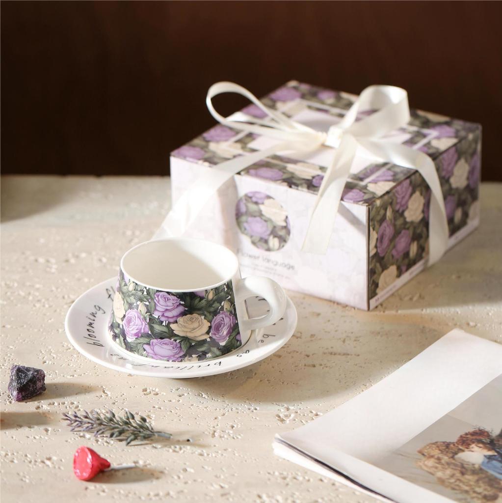 Souvenir-Geschenke Iris Keramiktasse Untertasse Paar Geburtstag Kaffeetasse Nachmittagstee-Tasse