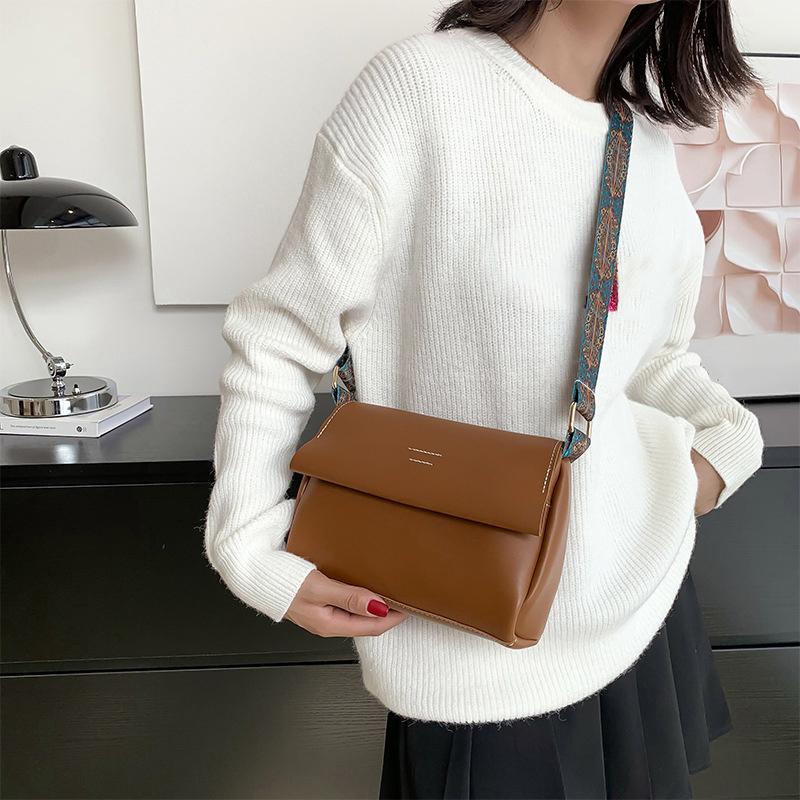 Wide Shoulder Strap Fashion Shoulder Bag Women's New Small Square Bag Western-style Texture PU Simple Ladies Shoulder Bags