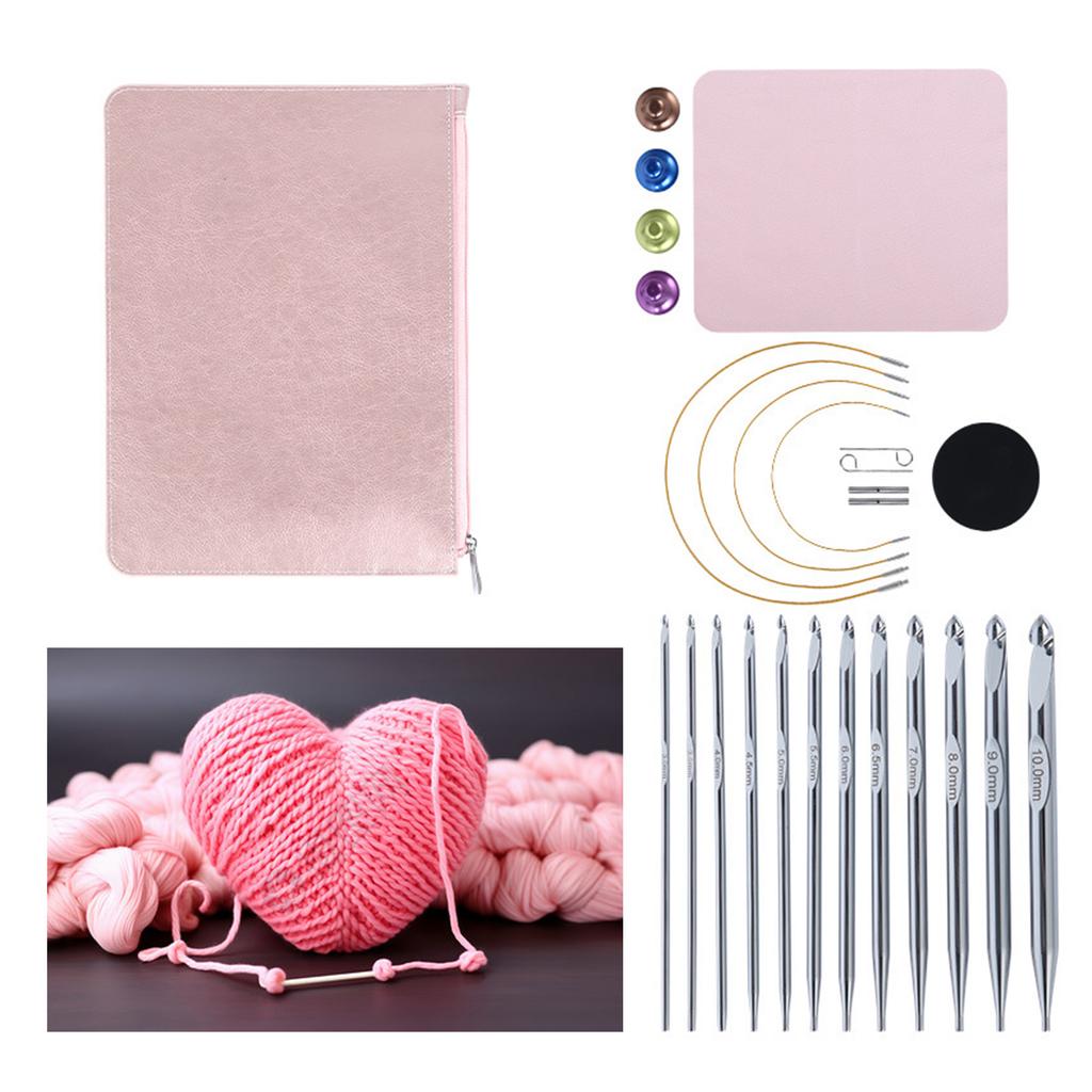 12Pcs Tunisian Crochet Hook with Cable Tunisian Afghan Knitting Hook Needle 3.0mm-10mm Interchangeable Crochet Hook Set
