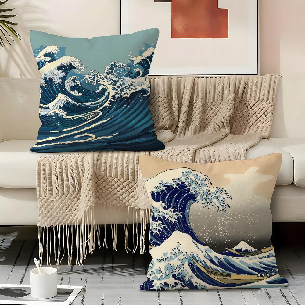 The Great Wave Off Kanagawa Pillow Case Pillowcase, Double-sided Printed, Sofa Cushion, Bedroom Headboard Pillow