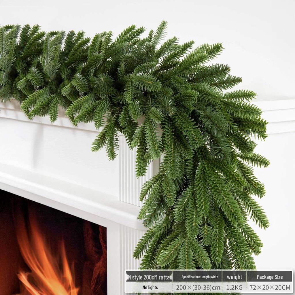 Christmas Glimmer: Garland Set for Tree, Window, and Fireplace with Flocked Leaf Ornaments