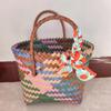 Women's Bamboo Handle Woven Beach Tote Bag