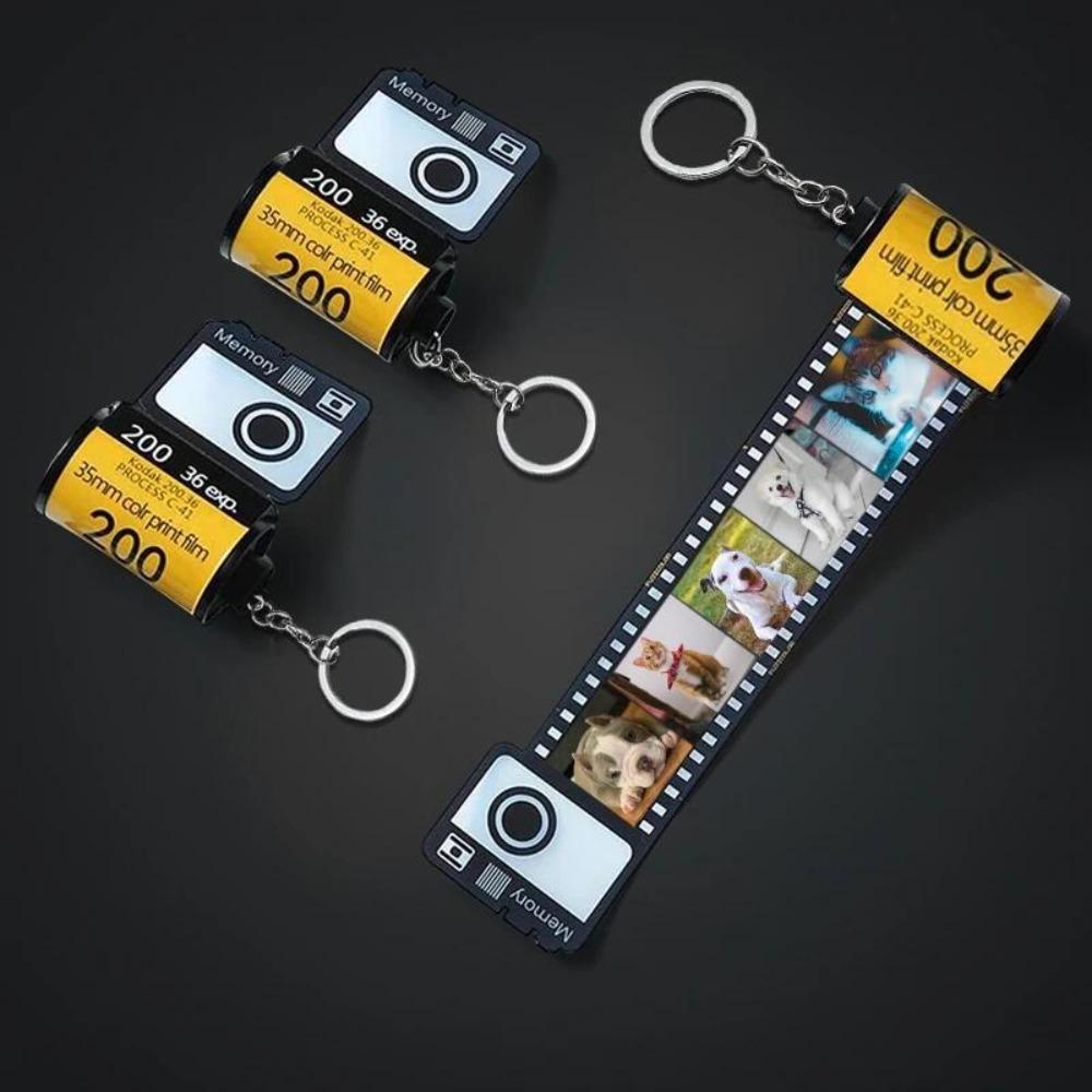 Double Sides Heat Transfer Printing Keyring Photography Film Keyring Gift for Dad Mom Friends