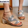 Fashion PVC Transparent Women High Heels Slippers Crystal Sandals Elegant Open Toe Shoes Flip Flops 2025 Summer Dress Slides Mujer Pumps